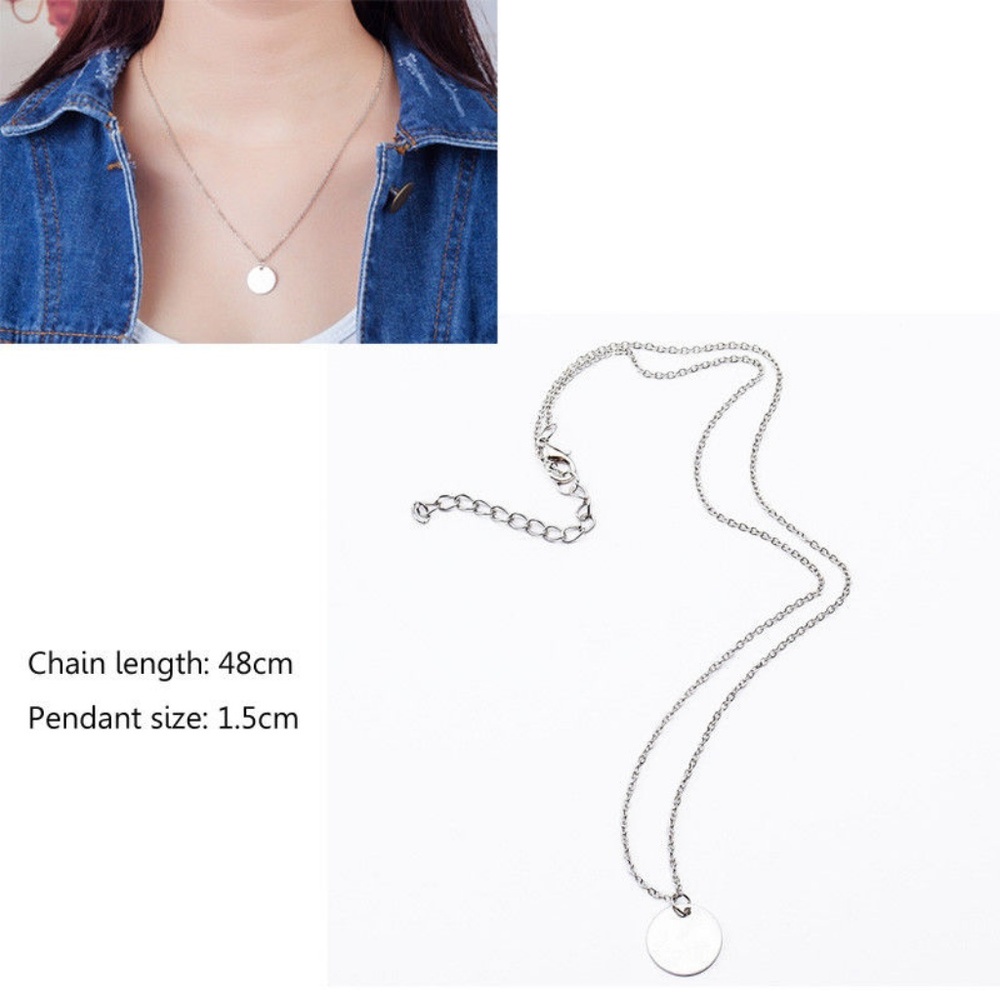 delicate silver round circle pendant necklace